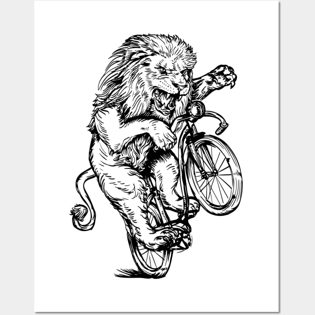 SEEMBO Lion Cycling Bicycle Cyclist Bicycling Biking Biker Wall Art by SEEMBO